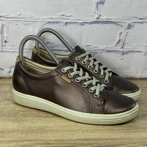 ECCO Soft Metallic Brown Bronze Leather Casual Sneakers EU 36 US 5-5.5 Shoes